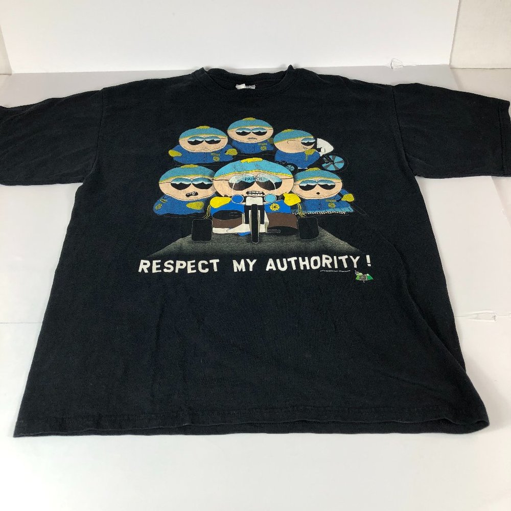 Vintage 1998 South Park Shirt Men Extra Large Black Cartman Respect My Authority